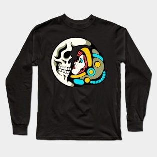 Skull moon and space Long Sleeve T-Shirt